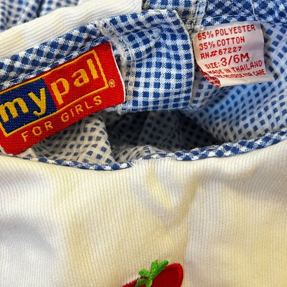 My Pal Girls Baby Romper 3-6 Months Blue Gingham Strawberry Embroidery - Picture 4 of 5